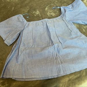 Express blue and white striped blouse